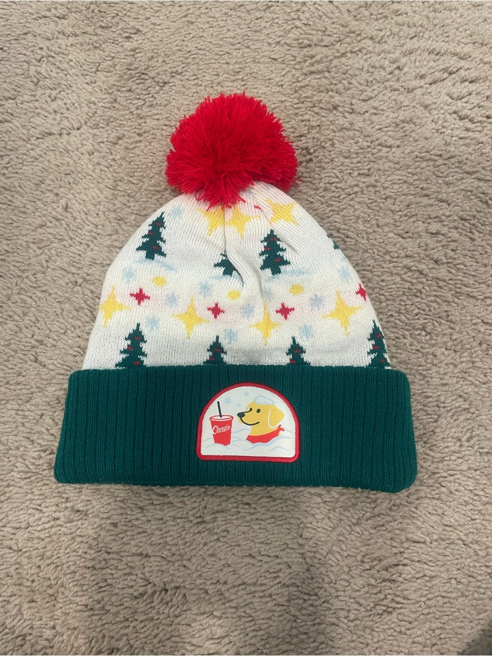 Raising Canes themed holiday bennie